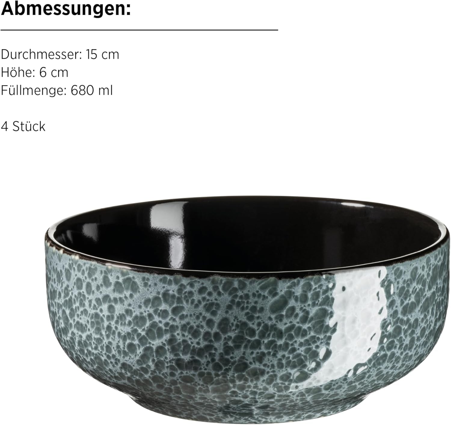 MÄSER 934110 Serie Filippa, Juego de vajilla de cerámica para 4 personas, Juego de vajilla combinado moderno con 16 piezas; Platos, cuencos y tazas con esmalte reactivo en verde y negro, Gres, Verde