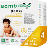 Bambiboo Pañales Desechables, Respetuosos con la Piel, Fibra de Bambú Fina - Bragas para Pañales para Bebé - Fundas para Pañales Desechables - Protección para la Piel Sensible - Altamente Absorbente - Talla 4 (Maxi), 16 Piezas