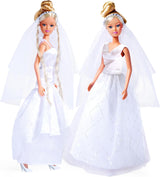 Simba 105733414 - Vestido de novia Steffi Love, 2 diseños surtidos, Solo se proporciona un artículo, Muñeca con un hermoso vestido de novia, 29 cm, Edad 3+
