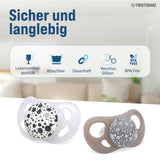 Chupetes para bebé Twistshake - Paquete de 2 | Forma de ortodoncia | Ultraligero | Tetina de silicona suave | Sin BPA | Apto para bebés a partir de 6 meses | Blanco grisáceo