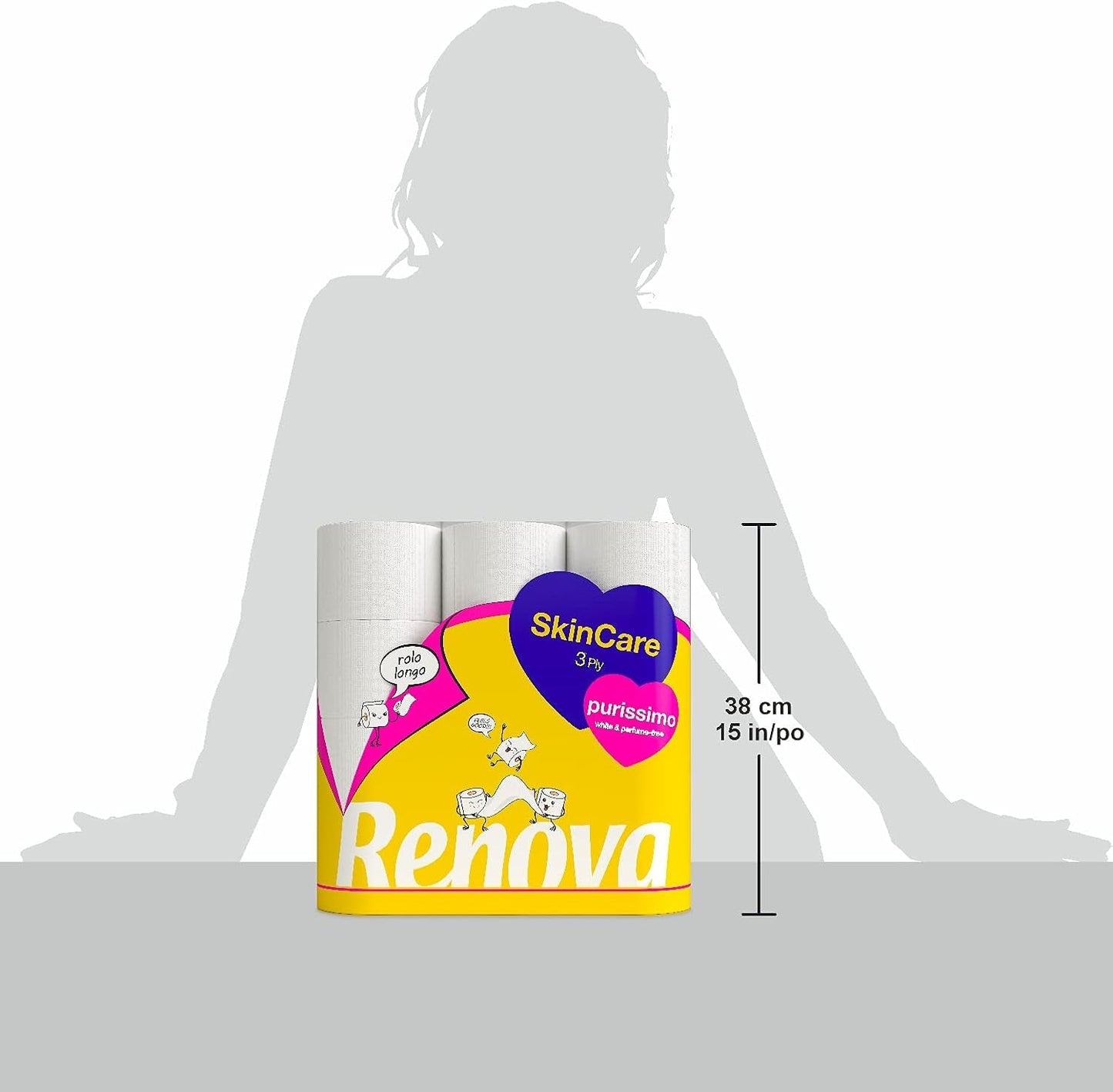 Papel higiénico Renova Skincare Purissimo, 12 rollos, blanco