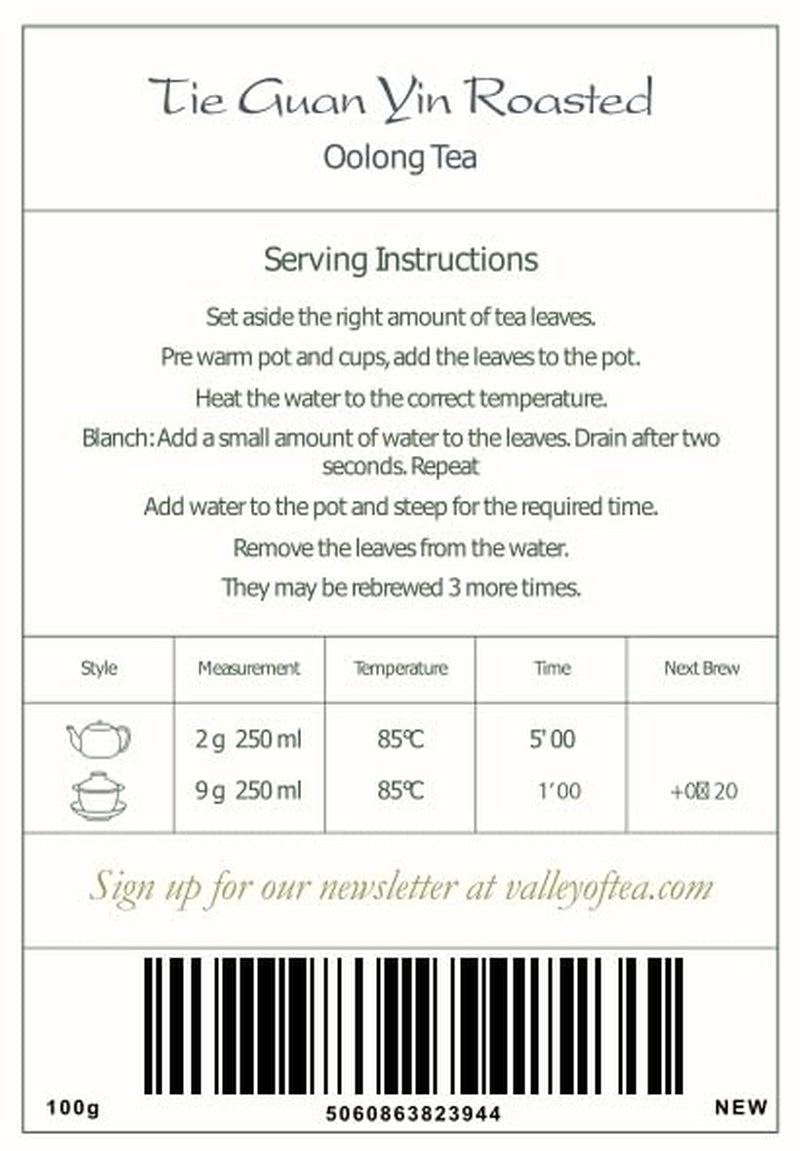 Té Tie Guan Yin Oolong - Té azul tostado Ti Kuan Yin China - Té chino Wu Long Tieguanyin - Té azul Té Olongh Té Olongo