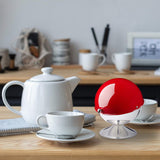 Relaxdays Azúcar y Dulces Candy Sugar Ball Bowl Rojo 1ud Tapa enrollable de acero inoxidable pulido