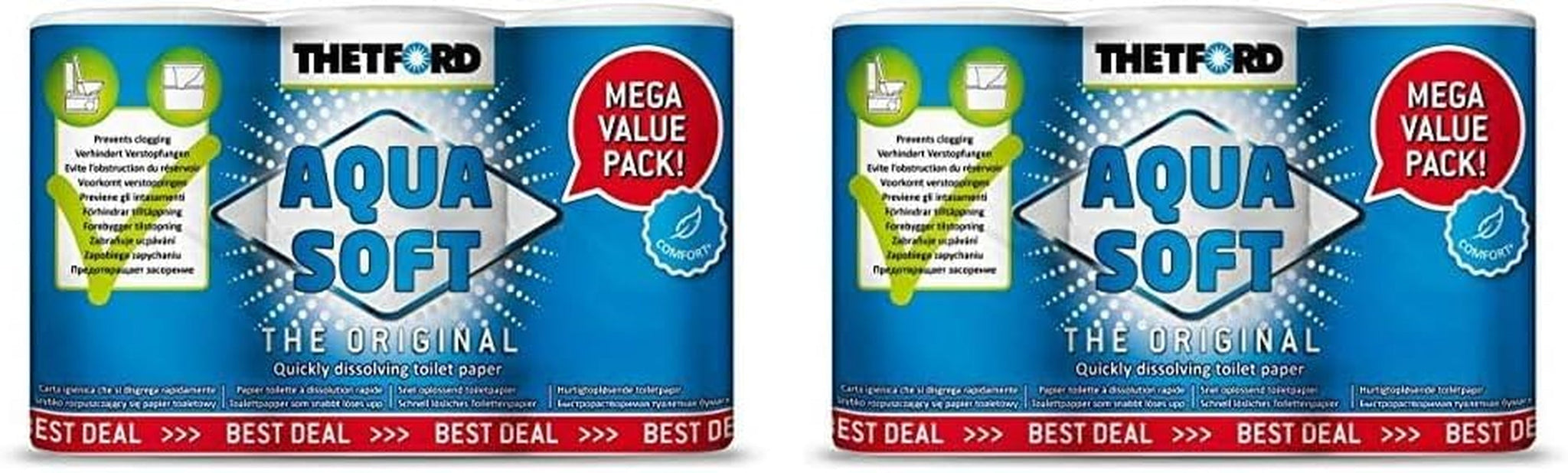 Papel higiénico suave Aqua, papel higiénico portátil, 4 rollos/botellas, inodoros para acampar, papel higiénico para acampar al aire libre