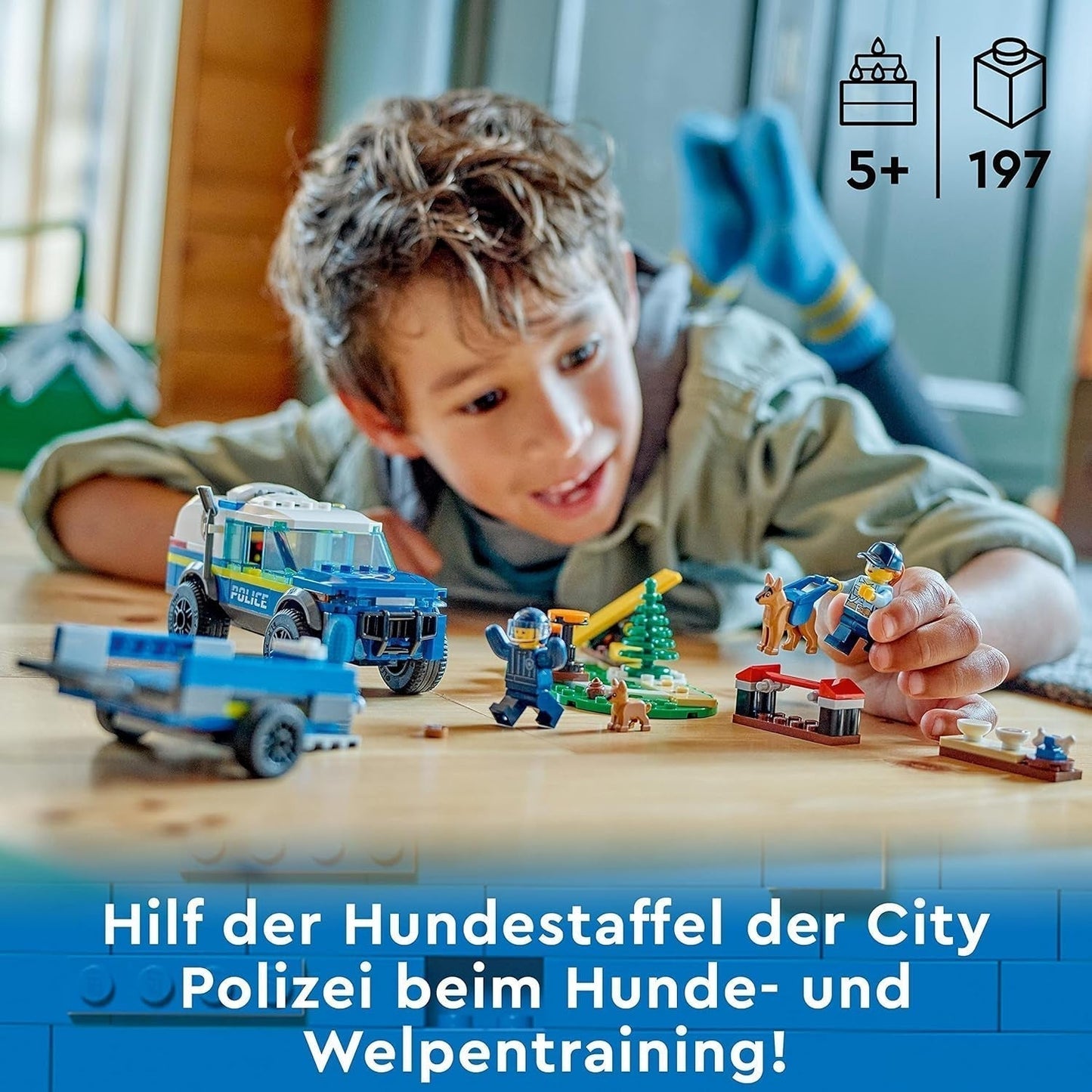 LEGO 60369 City Adiestramiento de Perro Policía Móvil, coche de policía de juguete con remolque, figuras de perro y cachorro, set de animales para niños a partir de 5 años Juegos de construcción Besuche den LEGO-Store