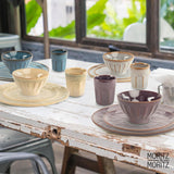 Moritz & Moritz COPA 16-tlg Geschirrset 4 Personen - Elegantes Teller Set aus hohrstandigem Steinzeug - Geschirr Set 4 Personen aus je 4x Dinnerteller, Dessertteller, Müslischale & Kaffeebecher