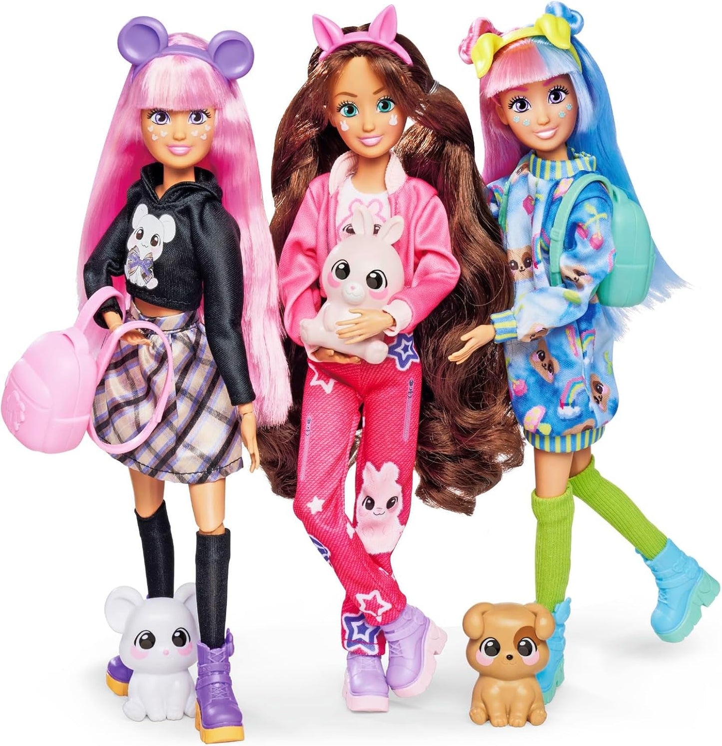 Simba 105953975 - Muñeca Lucy Kawaii Hi Dress-Up (26cm) - Muñeca articulada de Peluquería, Conejo de Pelo Largo y Accesorios Juguete para 4 años en adelante