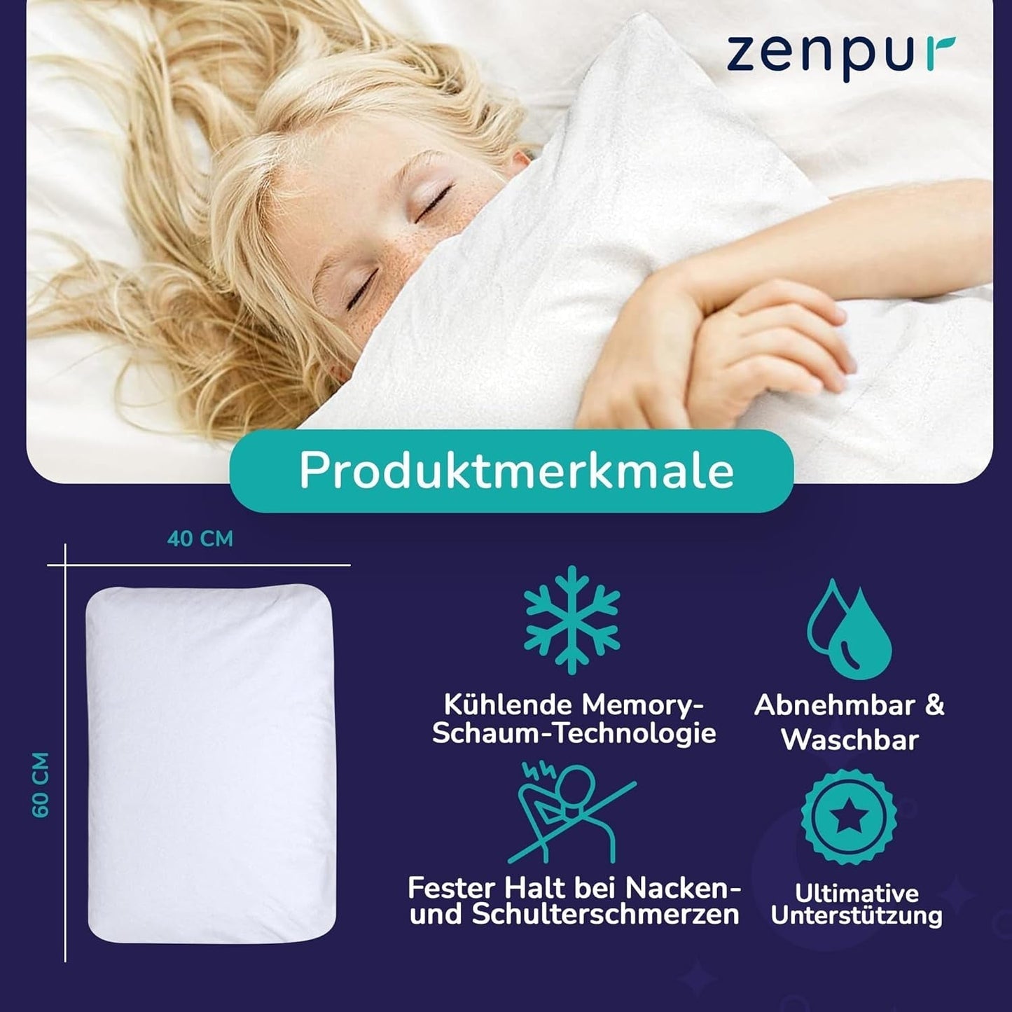 Juego de 2 Almohadas para Apoyar el Cuello 40X60-13Cm - Almohada ergonómica para dormir para cuello y hombros, certificado Oeko-Tex Almohadas ortopédicas cervicales Naty Shop