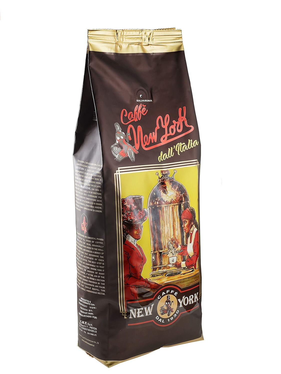New York Coffee - EXTRA P - Café en granos, sabor fuerte y decisivo, granos de Arábica y Robusta, para moler, espresso italiano, mezcla en barra - calidad premium desde 1930 - 1 kg, granos