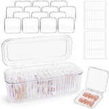INMORVEN Juego de Cajas de Almacenamiento de Uñas - 14 Cajas de Uñas Transparentes + 1 Caja Grande y 60 Discos Adhesivos - Ideal para guardar uñas postizas, accesorios de uñas de gel y esmalte de uñas (14 piezas en una capa)