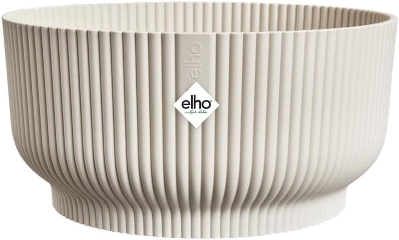 elho Vibes Fold Bowl 25 - Macetas de interior - 100% plástico reciclado - Ø 24,9 x Alt. 12,1 cm - Blanco/Lino blanco