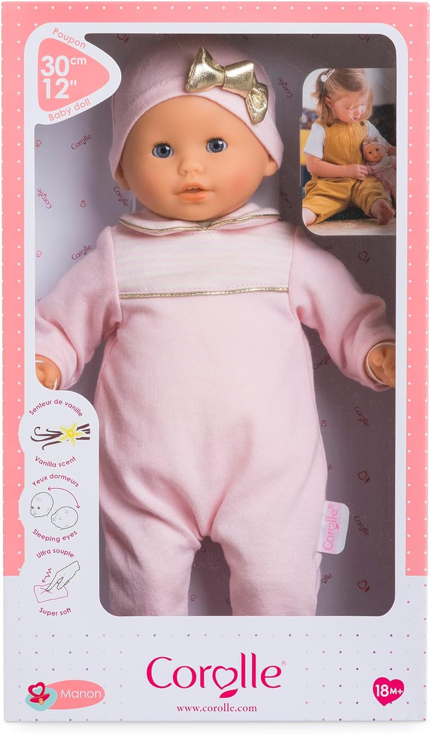 Corolle 9000100270 - Mon Premier Poupon Calin Manon Muñeca francesa con talismán y aroma a vainilla