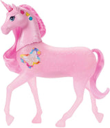 Barbie unicornio que brilla en la oscuridad con 20 combinaciones interactivas de efectos de luz, sonido y música para jugar con presionar un botón y acariciar la cabeza, JCP78