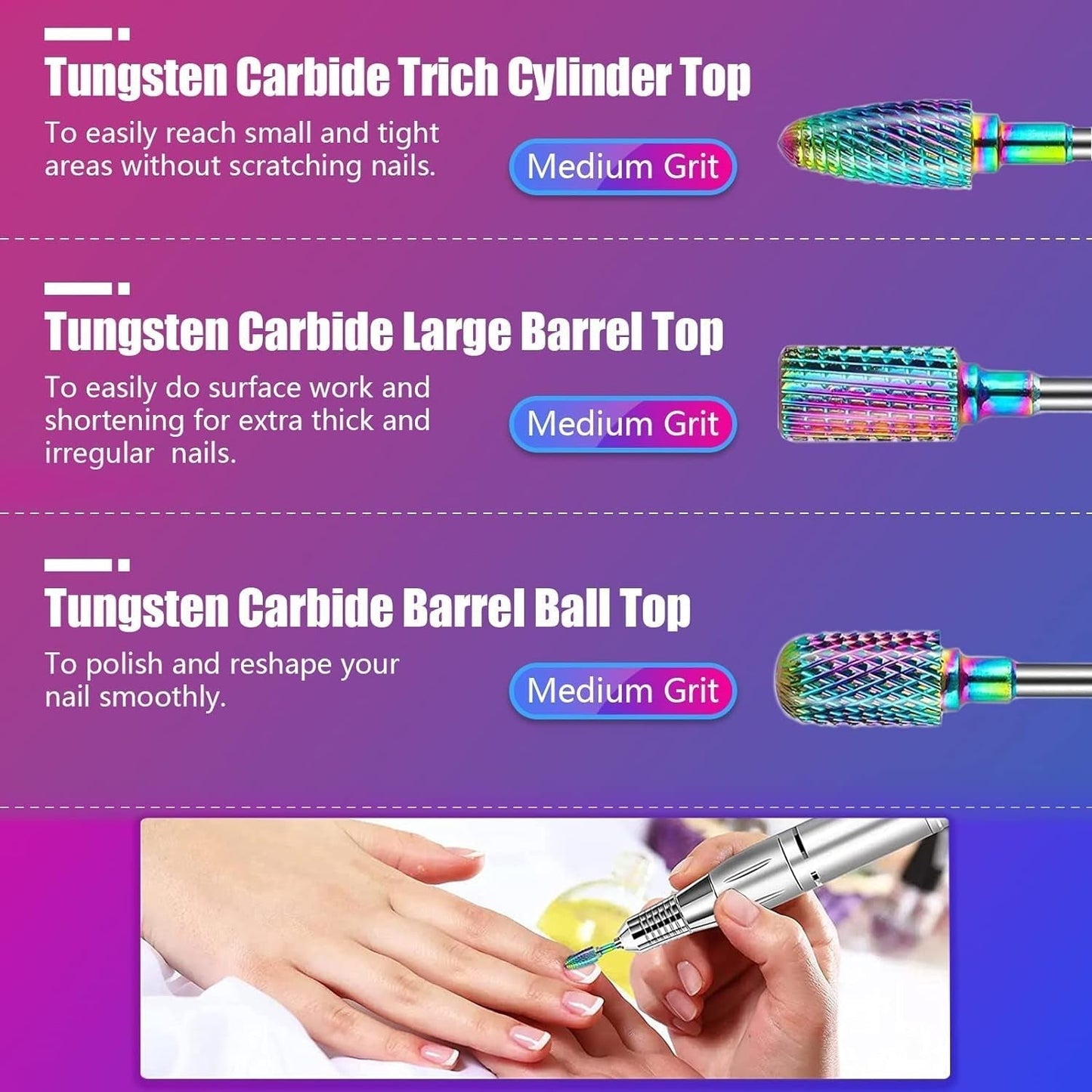 Depvko 30 piezas Nagelfräser Aufsätze Bits, 3/32'' Keramik Bohrer Für Nägel Acryl Diamant-Nagelhaut-Efile-Hartmetall-Retferner Für Zuhause Salon Gel, Maniküre Pediküre-Werkzeuge (Incluye 3 Etueln)