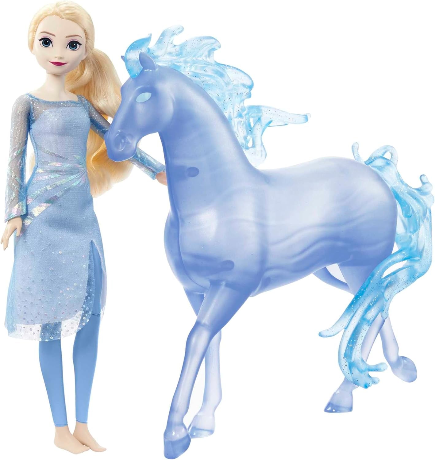 Mattel DISNEY Frozen Elsa y Nokk - Muñeca articulada de Elsa, majestuosa figura de agua de Nokk, inspirada en la segunda película, para niños de 3 años en adelante, HLW58