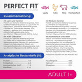 Perfect Fit Adult 1+ selección de comida húmeda con salmón, pescado de aguas profundas, ternera y pollo, 48 sobres, 12x85g (paquete de 4) - Comida húmeda premium para gatos adultos a partir de 1 año