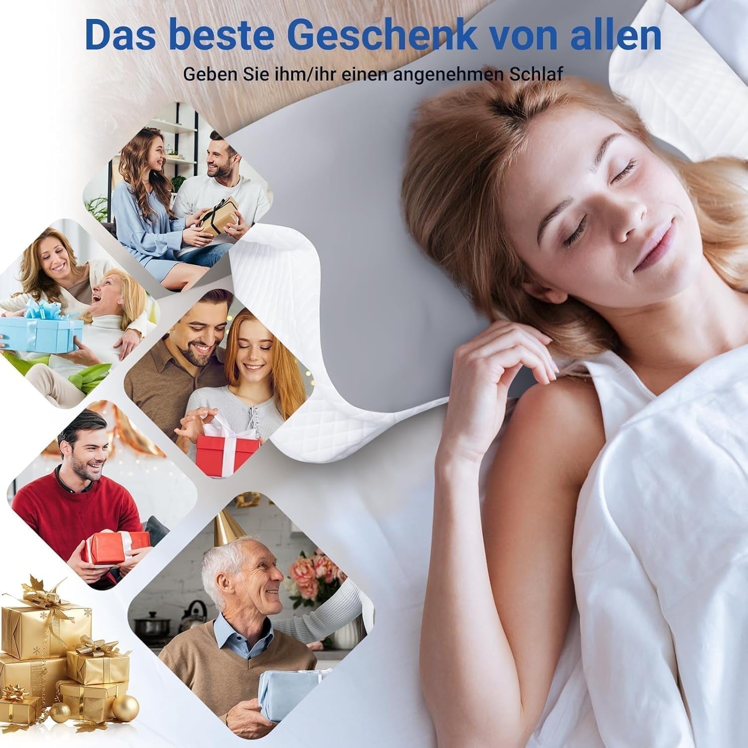 Hothands Almohada De Espuma Viscoelástica Almohada Ortopédica Ergonómica Lado Espalda Almohada para Alivio Del Dolor Abdominal Mejora La Calidad Del Sueño 62X41X13/11Cm Almohadas Ortopédicas Cervicales Naty Shop