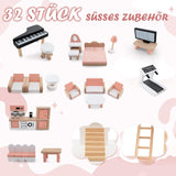 FANTASK Casa de Muñecas de Madera, Casa de Muñecas de 85 cm de Alto 7 Habitaciones con 32 Muebles y Accesorios, Casa de Muñecas con Escalera de Cuerda, Casa de Muñecas Regalo para Niñas de 3 Años (Modelo 3) Naty Shop Casas de Muñecas