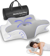 Almohada para el cuello, almohada de apoyo lateral, almohada de espuma viscoelástica, almohada ortopédica, almohada ergonómica de apoyo para el cuello para un soporte óptimo Almohada de apoyo lateral para la espalda y el estómago (62 x 41 x 13 cm) Almohadas ortopédicas cervicales Naty Shop Gris