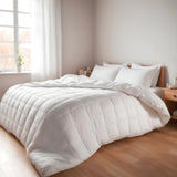 Edredón de Fibra, 250 G, Microfibra, Suave, Sedoso, para Camas de 100, 105 y 110 cm, Blanco, 180 X 220 cm Edredones y Edredones Naty Shop