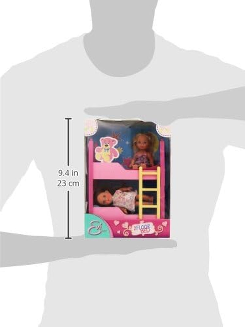 Simba 108178046 105733847 - Evi Love Cama de 2 pisos / con dos muñecas Evi / con litera / incluidos accesorios / muñeca disfrazada / 12 cm, para niños a partir de 3 años