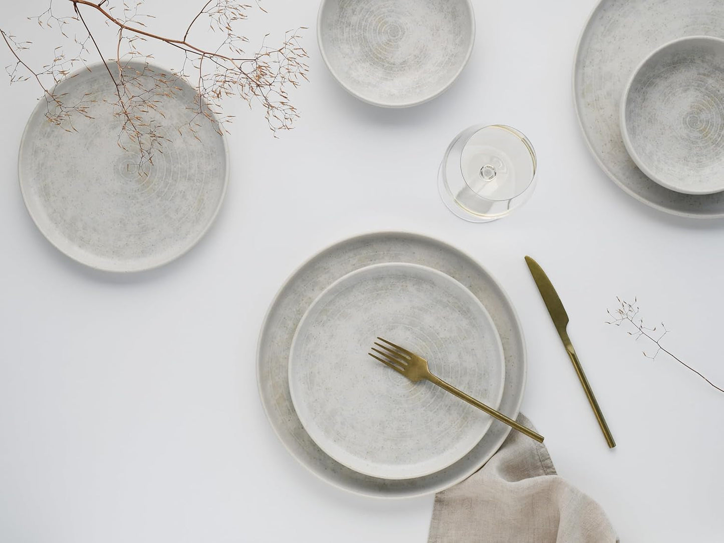 CreaTable, 23714, Serie Uno Athena, Vajilla de 12 Piezas para 4, Juego de Platos de Porcelana, Apto para Lavavajillas y Microondas, Hecho en Portugal
