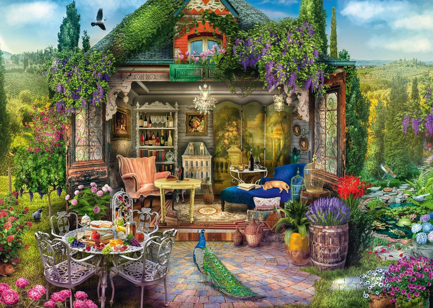 Schmidt Spiele 59794 Casa de jardín en los viñedos, rompecabezas de 1000 piezas Puzzle Naty Shop