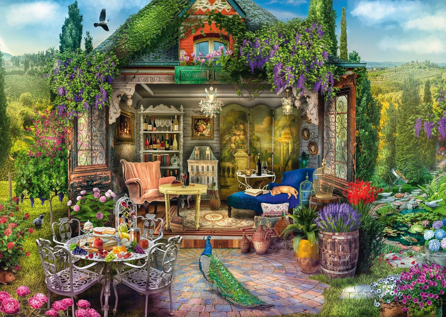 Schmidt Spiele 59794 Casa de jardín en los viñedos, rompecabezas de 1000 piezas Puzzle Naty Shop