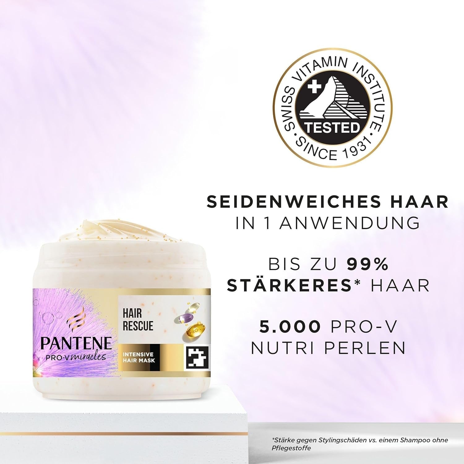 Pantene Pro-V Silky & Glowing Hair Rescue Mascarilla capilar intensiva con Biotina y Keratina Reconstruct 300ml. Ayuda a reparar el cabello seco, dañado o con mechas Naty Shop Hair Mask