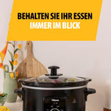 Olla de cocción lenta Tristar VS-3915, olla de cerámica de acero inoxidable con 2 niveles de calor y función mantener caliente, Olla de Cocción Lenta 3,5 L Naty Shop