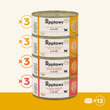 Applaws Selección de caldo de pollo para gatos adultos, alimento húmedo premium 100 % natural, paquete de 4 cajas (12 x 70 g)