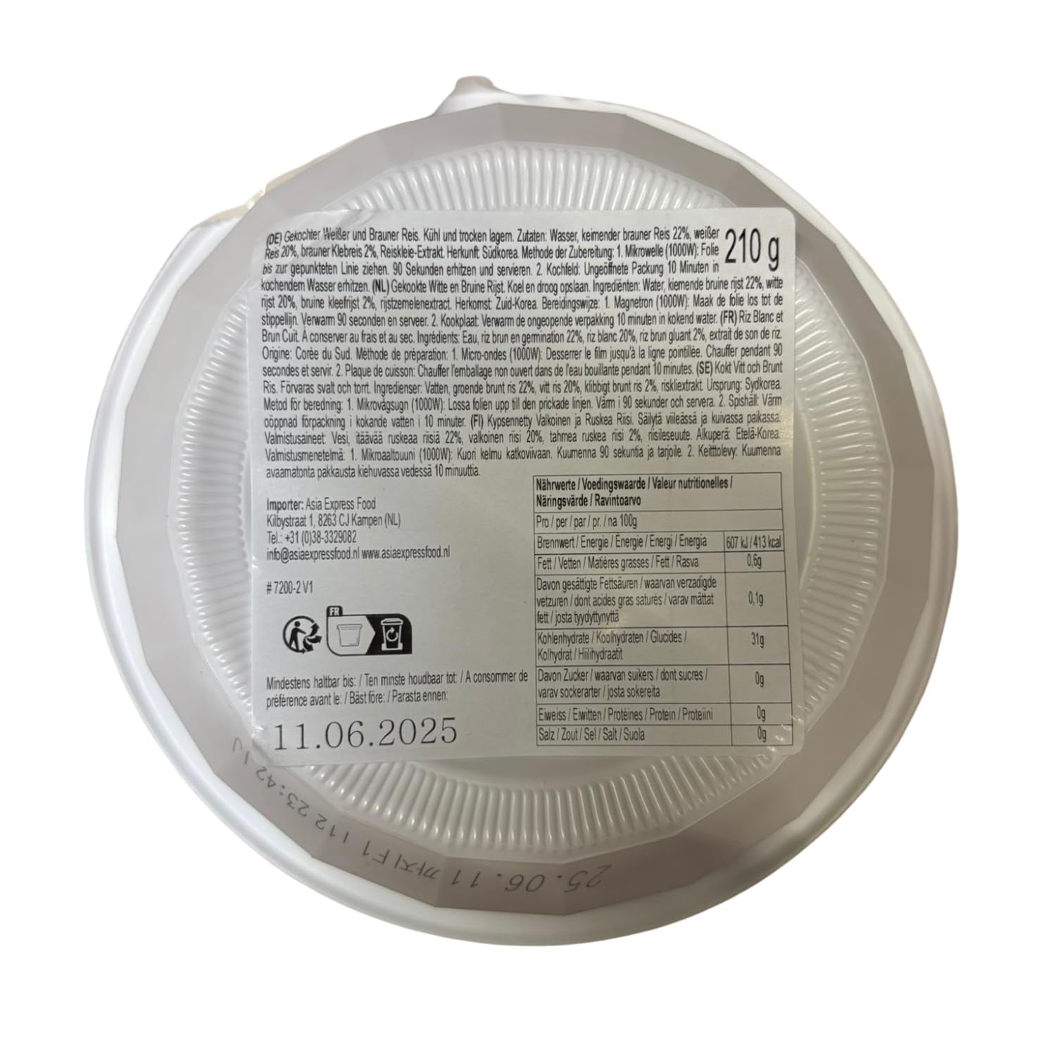 Arroz cocido CJ 5349 en bandeja apta para microondas, 210 g