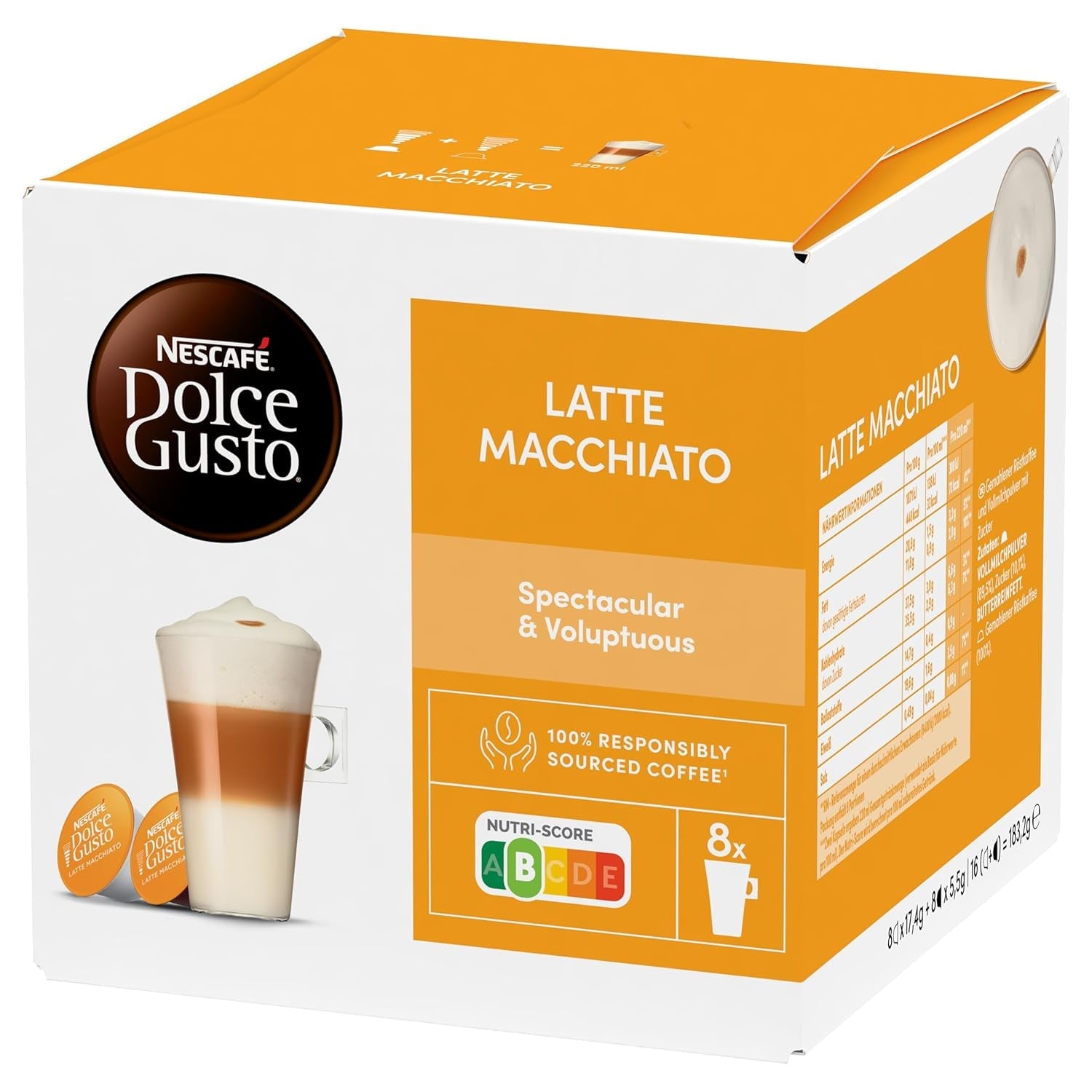 NESCAFÉ DOLCE GUSTO Latte Macchiato Kaffeekapseln Paquete de 6 (6 x 16 Kapseln)