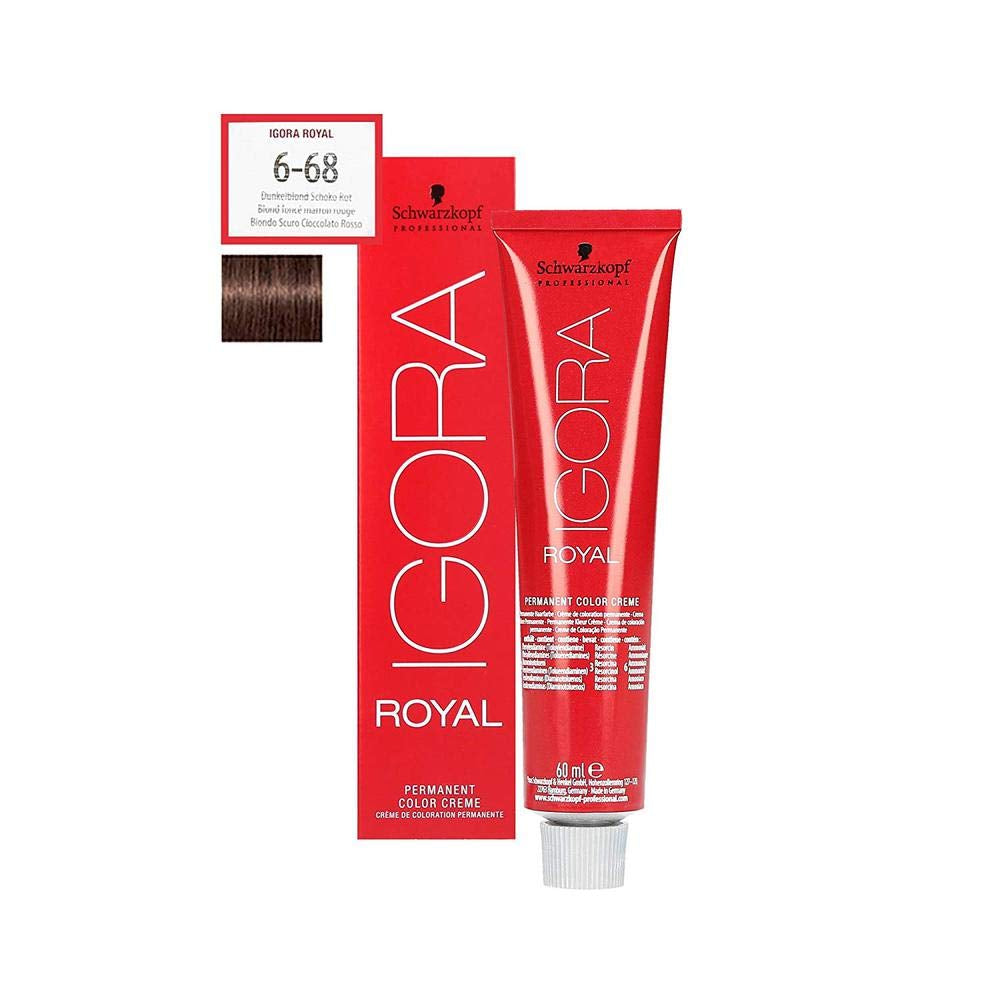 Schwarzkopf IGORA Royal Premium Hair Color 6-68 rubio oscuro rojo chocolate, 1 paquete (1 x 60 g) Tinte para el cabello Naty Shop