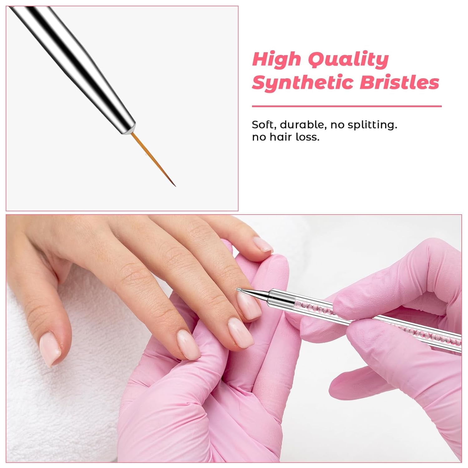 Juego de 5 pinsel para decoración de uñas, herramienta para puntear, Pinsel para Nailart, Nageldesign, bolígrafo para puntear de doble punta, Strass, acrílico profesional, Feinmalerei, diseño de uñas