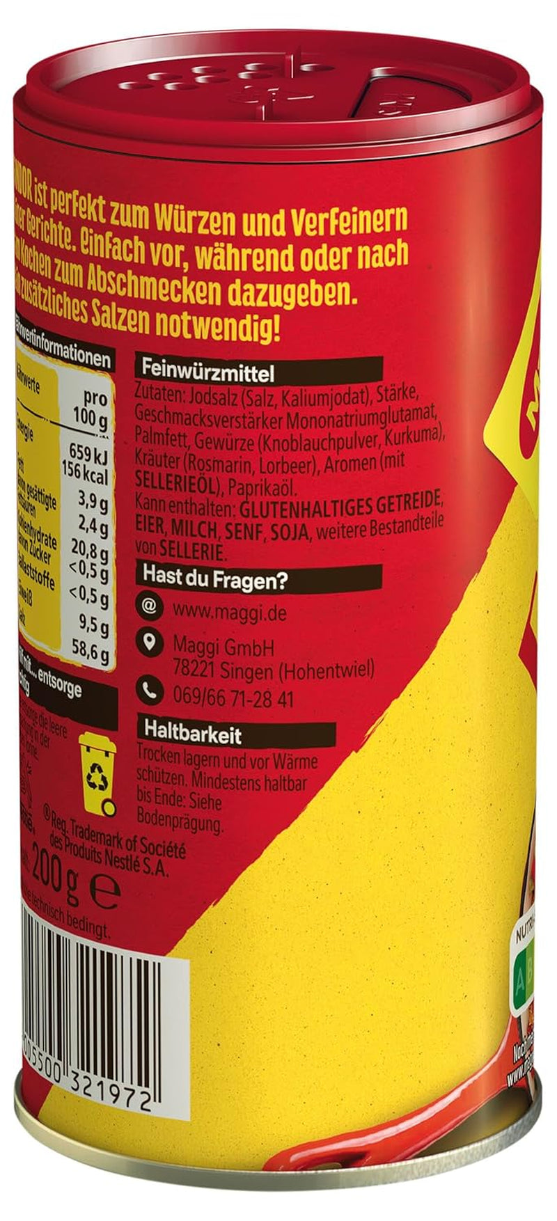 MAGGI Fondor Condimento para verduras, carne o pescado, Condimento para sopas o ensaladas, paquete de 10 (10 x 200 g)