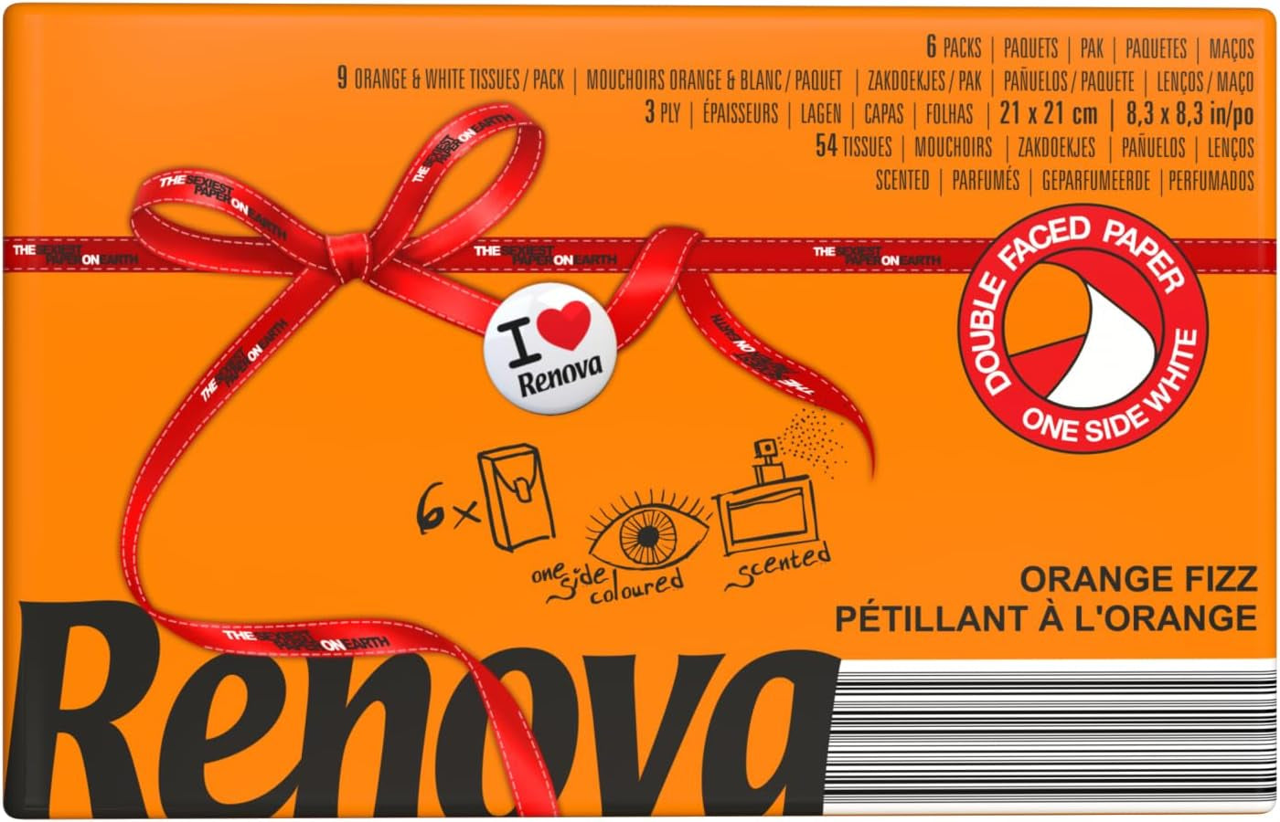 Pañuelos de bolsillo RENOVA ORANGE FIZZ 6 paquetes
