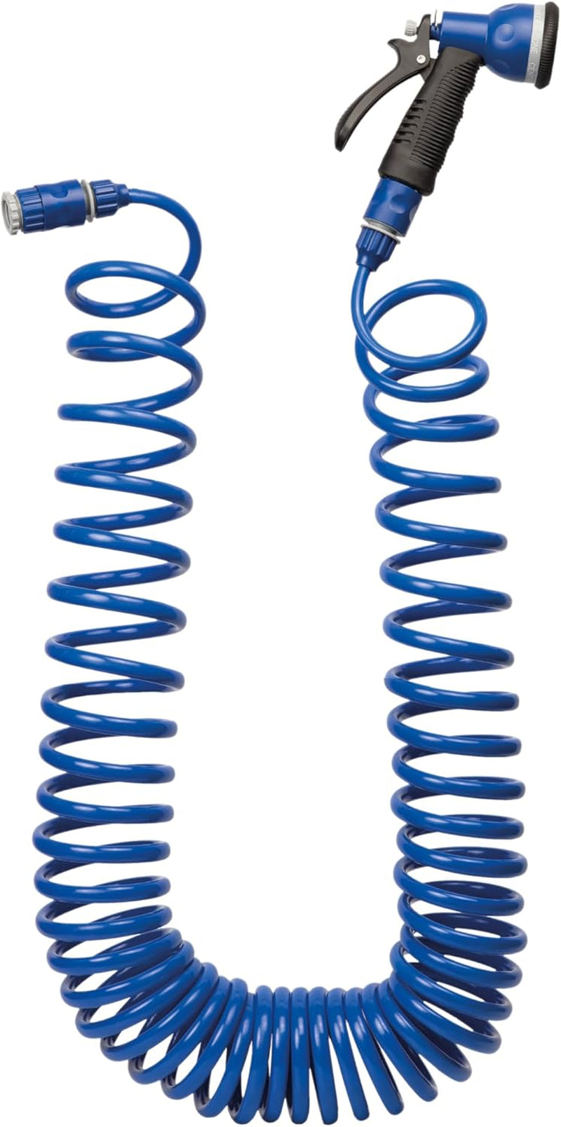Juego de manguera en espiral TATAY de 10 m con accesorios de plástico con protección UV, ideal para terrazas y pequeños jardines.
