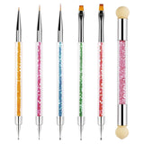 Sularpek 6 piezas Pinsel para uñas, Pinsel para decoración de uñas, Pinsel para diseño de uñas, Juego de pinsel para uñas, Herramientas para puntear uñas con 1 aplicador de pincel de esponja, Zubehör para diseño de uñas DIY
