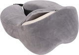 WELLGRO Juego de almohadas cervicales con antifaz para dormir 3D y tapones para los oídos - Funda extraíble - Espuma viscoelástica - Cierre de cremallera - Incluye bolsa de almacenamiento - Almohada de viaje - Color a elegir, Color:Gris Almohadas ortopédicas cervicales Naty Shop