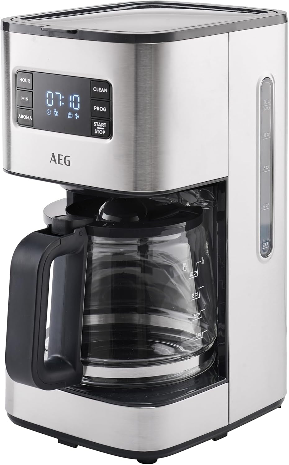 Cafetera espresso AEG Deli 5, 1,5 l, temporizador programable, función mantener caliente, parada de seguridad, indicador de nivel de agua, dosificación óptima, función antigoteo, acero inoxidable, CM5-1-6ST