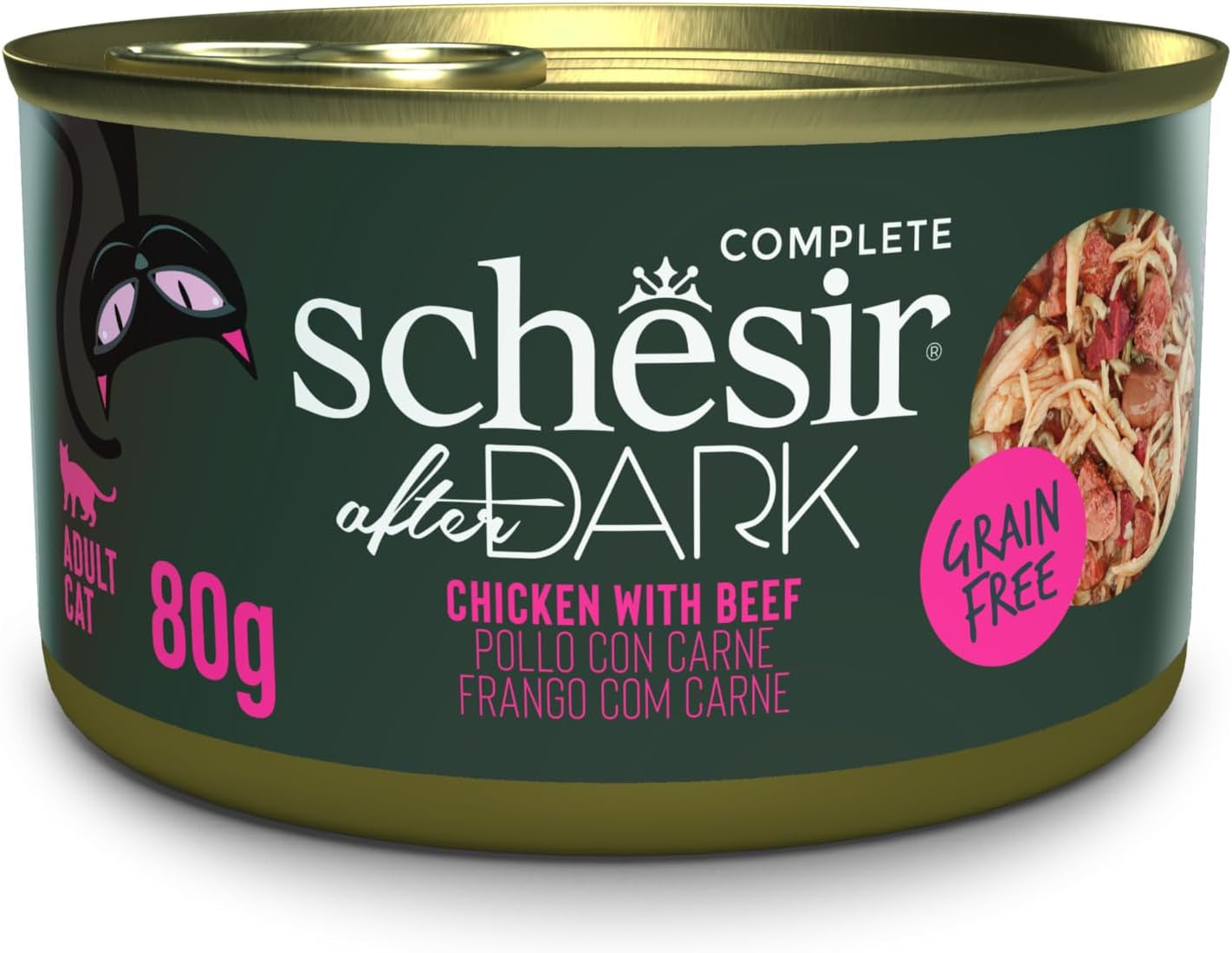 After Dark, Hühnerfilets mit Rindfleisch in Brühe, kompletes Nassfutter für Katzen (12 pollos x 80 g)