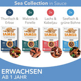 IAMS Delights Sea Collection Katzenfutter Nass - Multipack con pescado clasificado (Lachs, Thunfisch, Caballa, Seefisch) en salsa, Nassfutter para Katzen de 1 año, 12 x 85 g