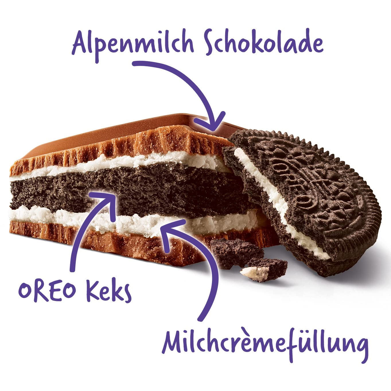 Milka Mmmax Oreo – Chocolate con leche alpino con galletas Oreo crujientes y crema de leche – 300g