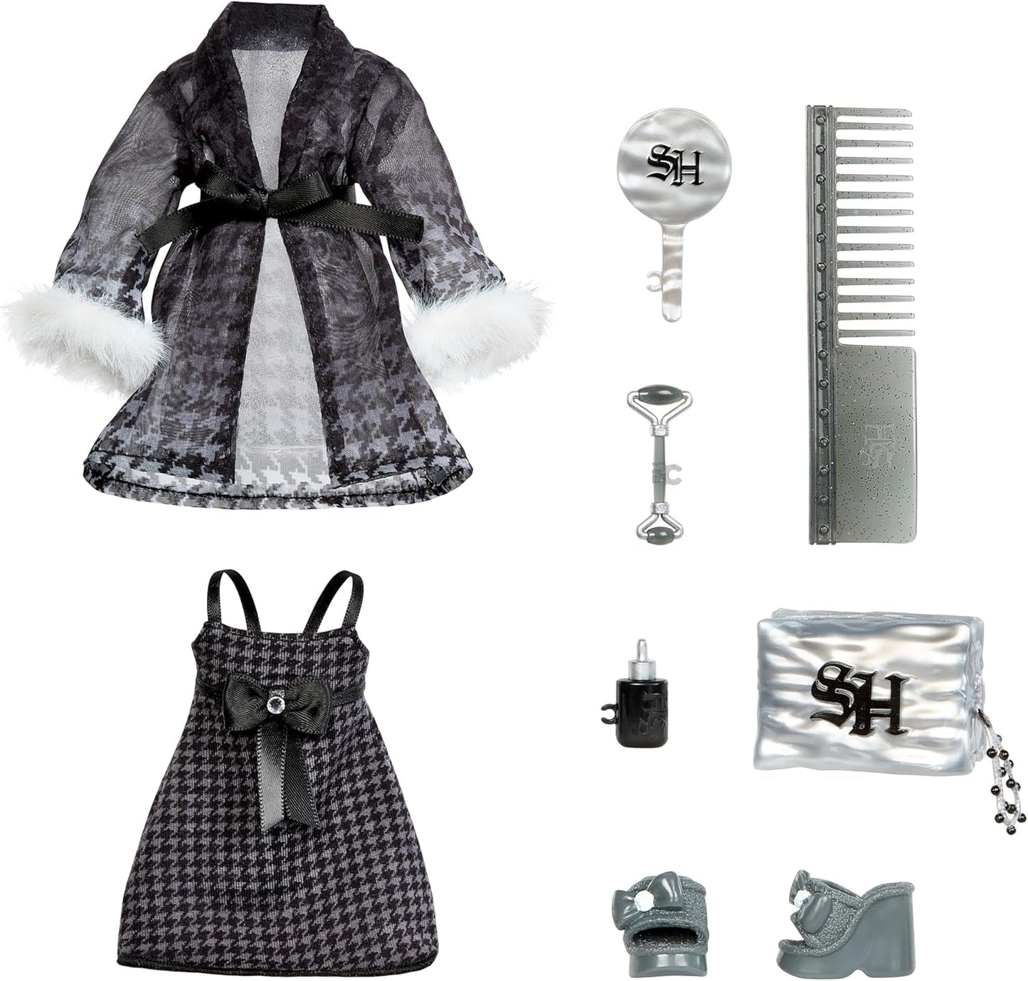 Rainbow High Shadow High Girl's Night - Shanelle Onyx - Muñeca de moda de 28 cm en tonos grises, pelo negro y conjunto con accesorios y peine - Para coleccionistas y niños a partir de 6 años