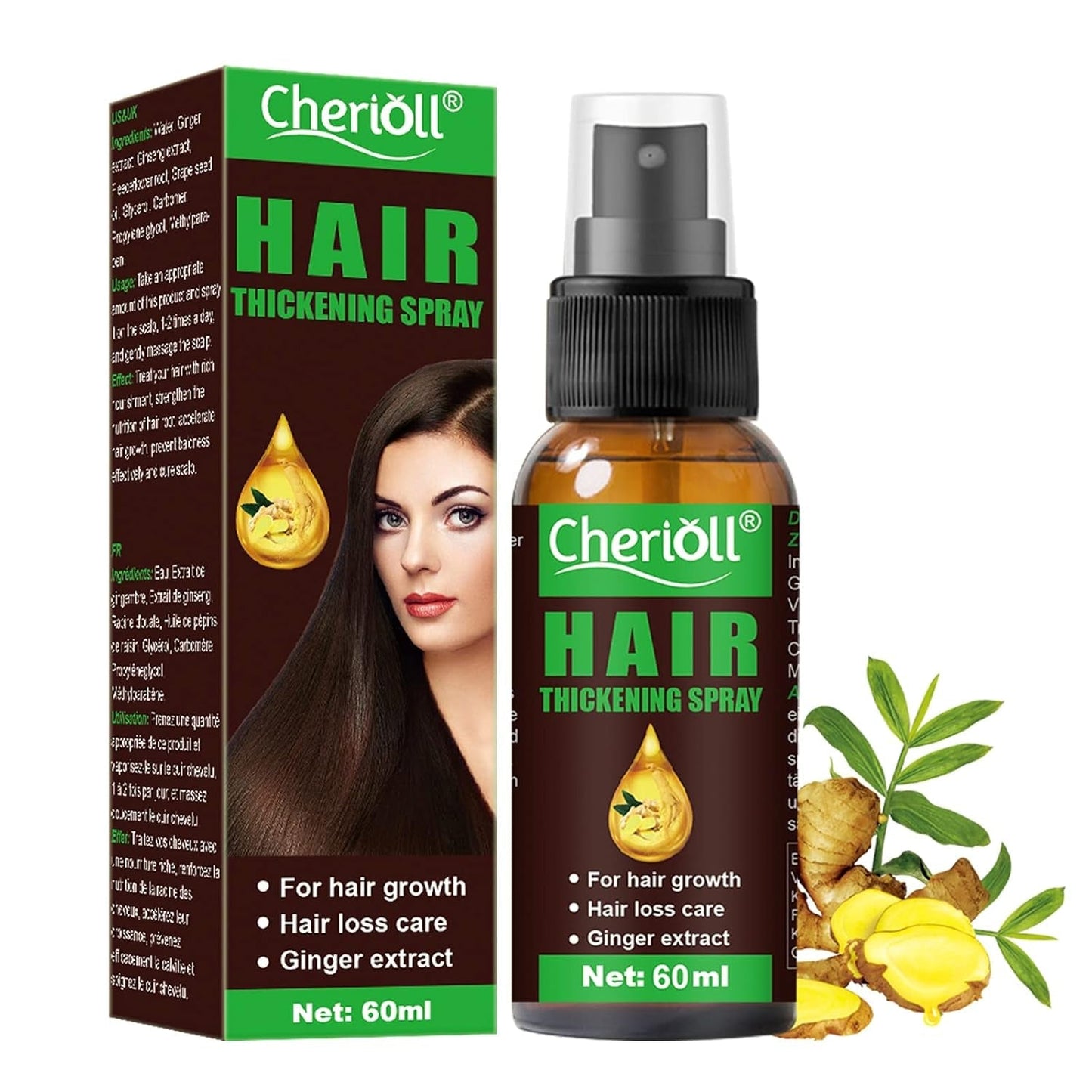 Crecimiento del cabello Anticaída Spray para el crecimiento del cabello Tratamiento para la caída del cabello y el cabello para adelgazar el cabello Promueve un crecimiento más grueso, más completo y más rápido 60 ml Cuidado del cabello Título predeterminado de Naty Shop