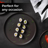 MIAMIO - Juego de Platos para 4 Personas / Vajilla de Cerámica para 4 Personas, Vajilla de Gres Apta para Lavavajillas y Microondas - Colección Sierra (Platos Oscuros, Platos Grandes (4x))
