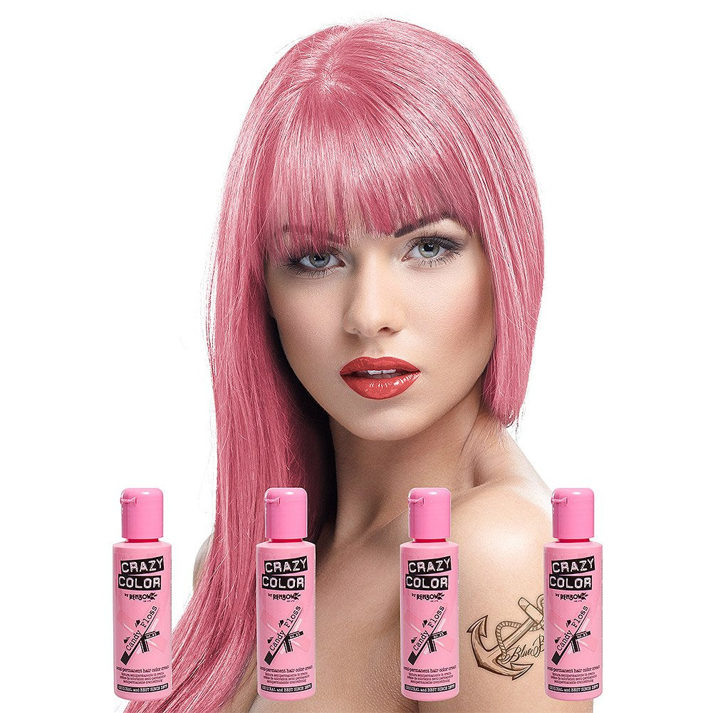 GO TOXIC Tinte para el cabello semipermanente UV en crema 100 ml (pack 1) Naty Shop Tinte para el cabello Candy Floss rosa 100 Ml (pack 4)