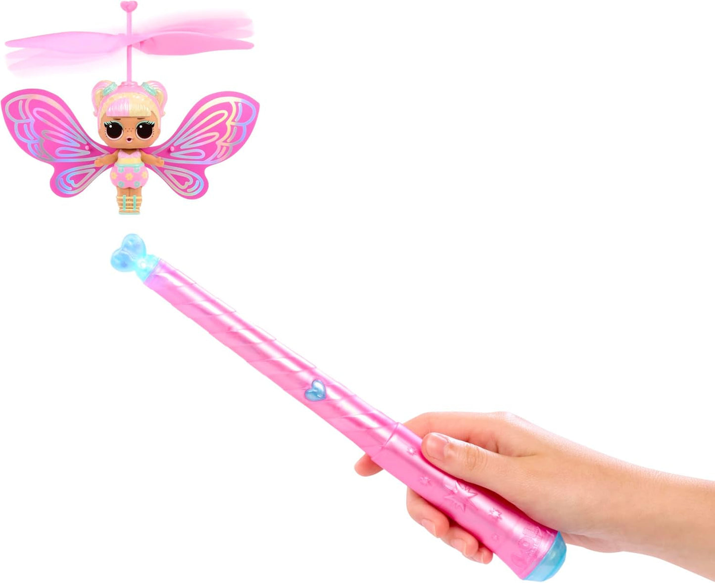 Jajaja ¡Sorpresa! Magic Flyers Fairies Tots - Flower Child - Incluye 1 muñeca y 1 varita mágica en un pack con forma de flor, 2 para coleccionar, Rosa