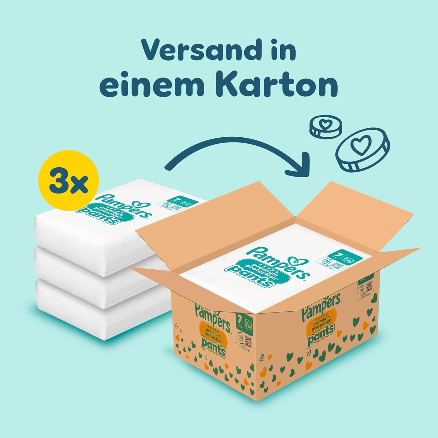 Pampers Premium Protection Pants Talla 7, 123 pañales, 15 kg+, con ajuste de 360° y puños suaves antifugas para una comodidad y protección óptimas